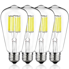 LOHAS 10W ST64 Filament Vintage Light Bulbs, 100W Equivalent, Edison LED Filament Light Bulbs for Pendant, Chandelier, Lantern, Wall Scone, 4 Pack