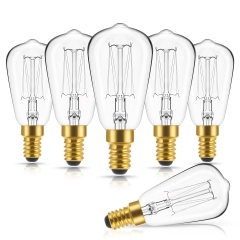 LOHAS Dimmable Vintage Edison Light Bulbs ST38, E12 Base, 40W Straight Tungsten Filament Vintage Light Bulbs suitable for Home Lighting, 6 Pack.