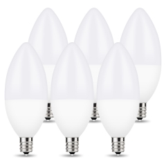LOHAS E12 LED Candelabra Light Bulbs, 6W, 60 Watt Equivalent, 550LM, Soft White 3000K Chandelier Bulbs, 6 Pack