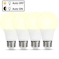 Litake A19 LED Sensor Light Bulbs,Dusk to Dawn Light Bulbs 80 Watt Equivalent Daylight 5000K Auto On LED Bulbs for Front Door Hallway,4 Packs