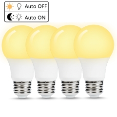 LOHAS A19 Dusk to Dawn LED Light Bulbs 40W Equivalent(6W), E26 Base, Warm White 2700K Indoor/Outdoor Lamp Lighting for Garage, Hallway 4 Pack