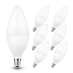 LOHAS E12 Candelabra LED Light Bulbs, 6W(60W Equivalent), 550LM, 3000K Warm White, UL Listed, 6 Pack