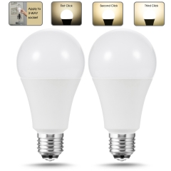 LOHAS 3 Way LED Light Bulb, 50/100/150W Equivalent, Warm White 3000K, E26 Medium Base, 600LM/1250LM/1850LM, A21, 2 Pack