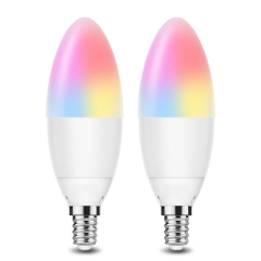 LOHAS 5W Smart Candelabra LED Light Bulbs, RGB Color Changing, 2700K-6000K Tunable White, 40W Equivalent, 450LM, E12 Base, 2 Pack