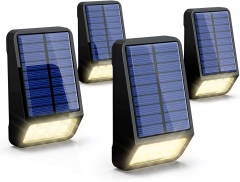 LOHAS Solar Fence Post LED Lights Outdoor, Wireless Dusk to Dawn Solar Light, Soft White 3000K, IP65 Waterproof, 4 Pack