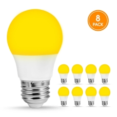 LED Bug Light Bulbs, A15 Yellow Bulbs, 5W(40W Equivalent), E26 Base, for Outdoor Porch Bedroom Night Lights