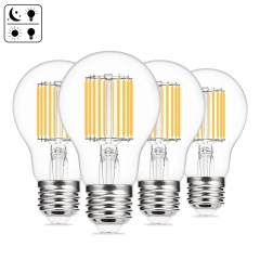 8 Pack Dusk to Dawn Filament Light Bulb, Light Sensor LED Bulb, A19, 7W 60W Equivalent, E26 2700K