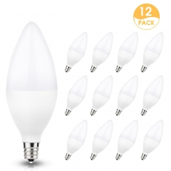 E12 LED Candelabra Light Bulbs, Equivalent 60W, 550 Lumens, Warm White 3000K, Chandelier Bulb