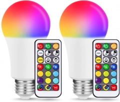 A19 E26 Color Changing Led Bulb, 10W RGB+Warm+Daylight White,  2 Pack