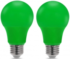 A19 Green LED Light Bulb，5W Color Light Bulbs, Porch, Home Lighting，2 Pack