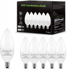 E12 LED Candelabra light Bulbs,60 Watt Equivalent,Non-Dimmable, Pack of 6