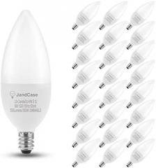 6W Candelabra Light Bulbs，E12 Base, 2700K Warm White, 24 Pack