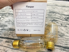 Flaspar T45 Vintage Edison Light Bulb, Antique Tubular Style Incandescent Light Bulbs, Warm White, Amber Glass for Home Light Fixtures Decorative, 2 P