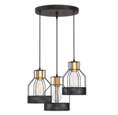 3-Light Industrial Pendant Light,with Adjustable Cord, E26 Base