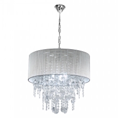 22 IN Modern Crystals Pendant Light With Sliver Finish，E26 Base