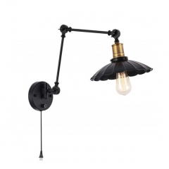 E26 Base Wall Sconces Lighting Set of 2, Black and Gold Industrial  Light Fixture