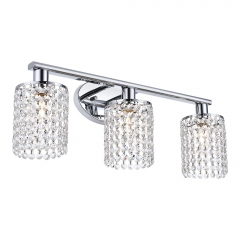 3-Light Chrome Vanity Wall Lamp with Crystal Shade
