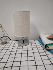 EvaStary Electric lamps, Simple Vintage Nightstand Lamps, Desk Lamp with Cream Fabric Shade, Lamp for Bedroom Office, LED Bulbs Included