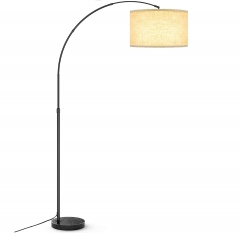 EvaStary Arc Lamps with Unique Hanging Drum Shade for Living Room - Marble Modern Standing Lamps Adjustable Height, for Bedroom Office Black