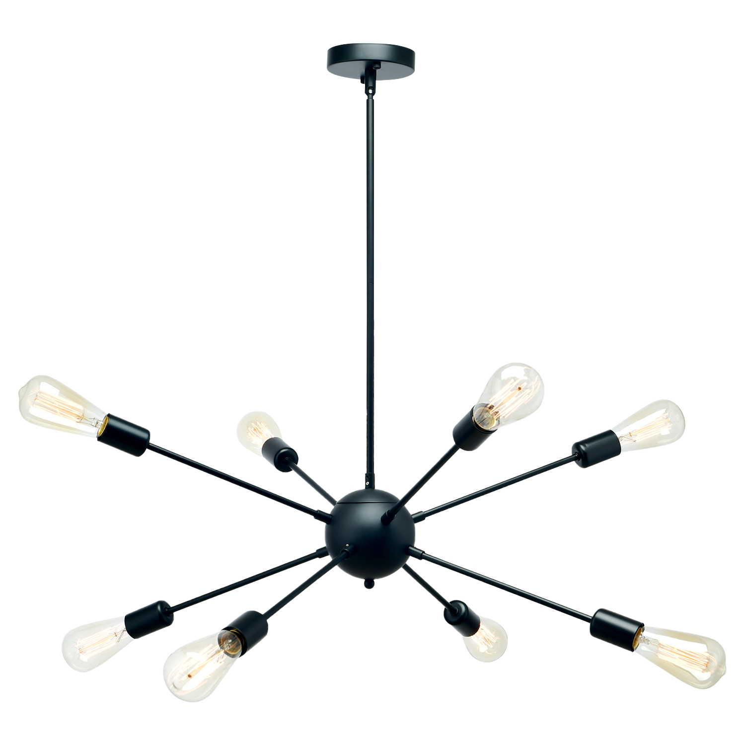 LOHAS 8 Lights 200W Black Sputnik Chandelier,Modern MidCentury