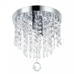 LOHAS 2-Light Silver Finish Flush Mount Ceiling Light,Modern Mini Crystal Chandelier Lighting for Bedroom, Kitchen,Living Room