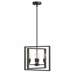 LOHAS 4-Light Kitchen Island Lighting with Wood and Matte Black Finish,Farmhouse Modern Style Pendant for Bedroom Living Room Dining Room