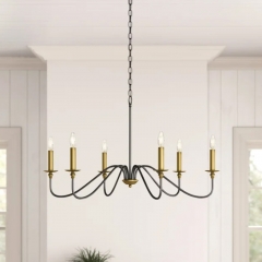 LOHAS 8 Lights Black Farmhouse Chandelier,Rustic Candle Ceiling Light,for Bedroom Dining Room Living Room