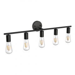 LOHAS 5-Light Black Wall Sconce without Lampshade,Farmhouse Vanity Metal Lighting for Mirror Bathroom Bedroom Hallway