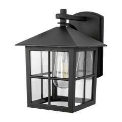 1-Light Outdoor Wall Lantern 1/2 Pack, Exterior Wall Lamp Light in Black Finish with Clear Glass for Hous