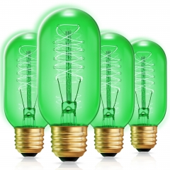 Edison Bulbs,40W Vintage Edison Light Bulb, Green Edison Light Bulb [4 Pack], Dimmable Colored Filament Bulb for Outdoor and Indoor, Holiday Decor, Pa