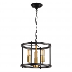 3-Light Farmhouse Black and Gold Industrial Ceiling Light Fixture,Kitchen Rustic Vintage Chandelier Lighting for Dining Room Hallway Entryway Bedroom 