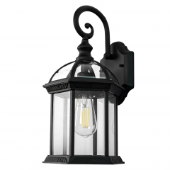 1-Light Outdoor Birdcage Wall Lantern,Vintage Exterior Wall Light in Black Finish with Clear Seeded Glass,Weather Resistant for porch, entryway, garag